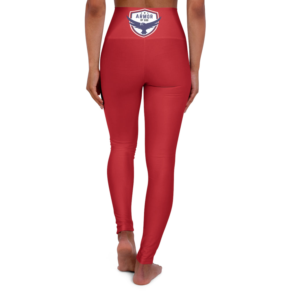 The Armor of God 'Valor Red' High Waisted Yoga Leggings